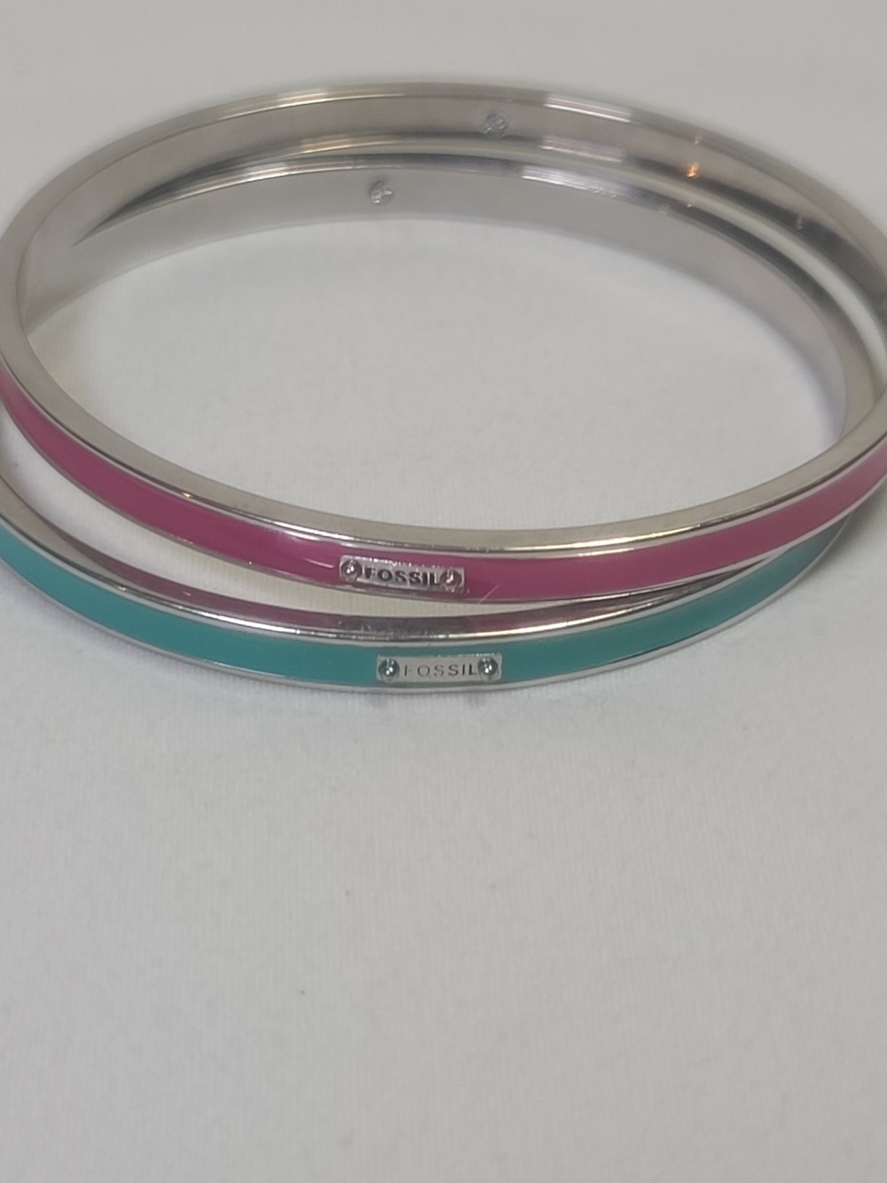 Fossil Pink and Teal Enamel Bangle Bracelet Set
